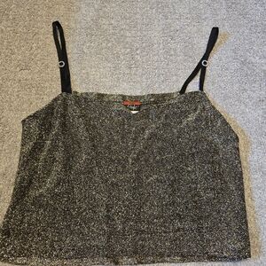 Black And Gold Sparkle Crop Top OS